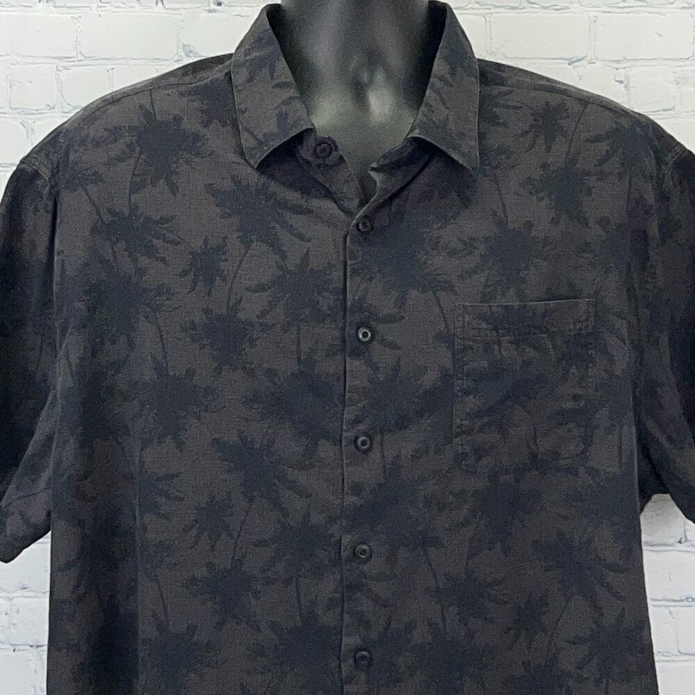 Nat Nast Camp Shirt Button Front Palm Trees Pocket Silk Blend Brown XXL 2XL